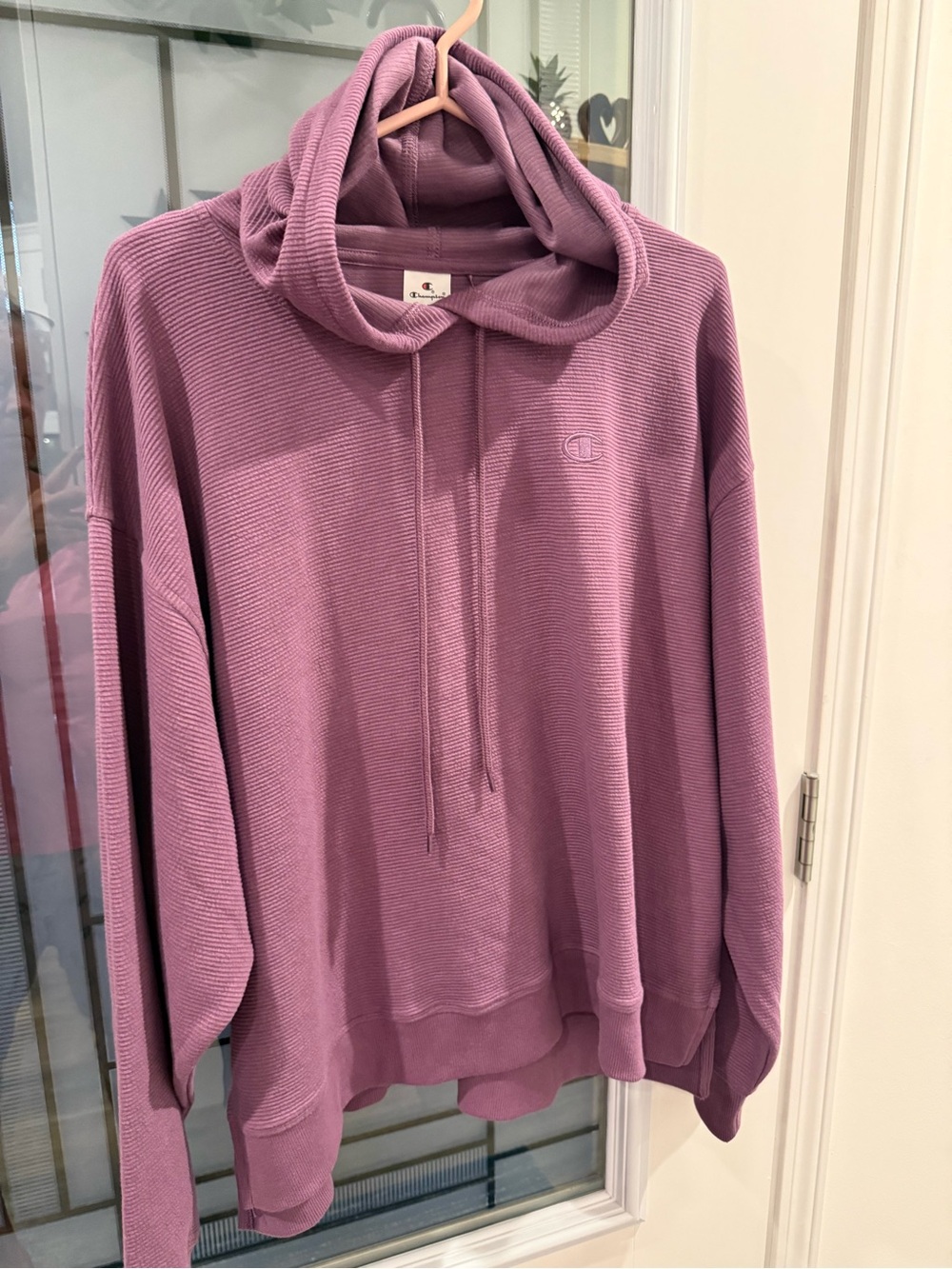 Champion Ribbed Pullover Hoodie in Lavender